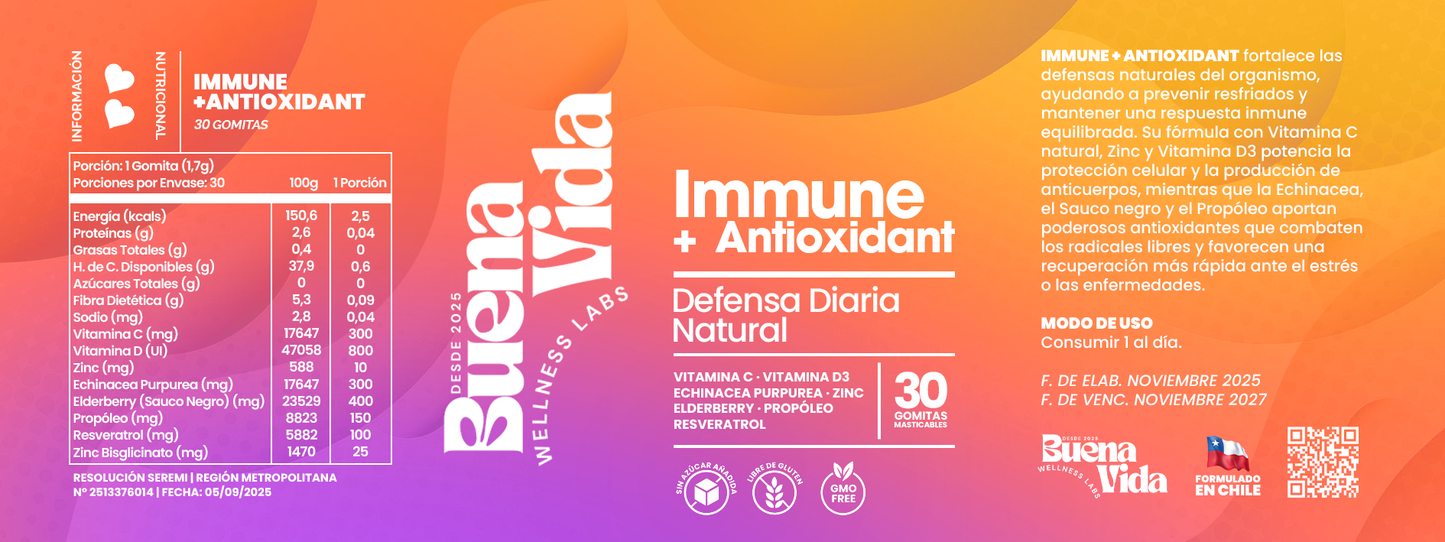 Immune + Antioxidant | Defensa Diaria Natural Gummies